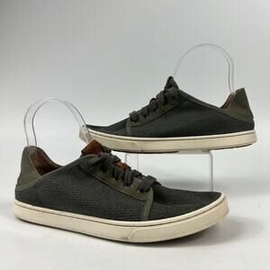 OluKai Pehuea Lī Sneakers Womens 8.5 Tapa Green Mesh Canvas Casual Shoes Comfort